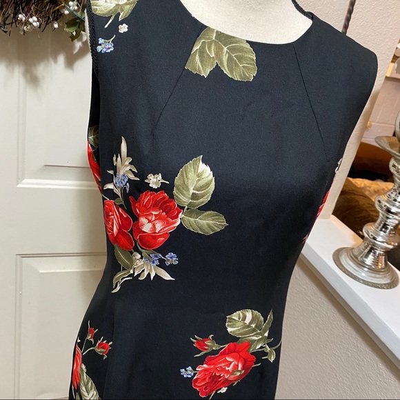 Taiga Paris Black Floral Print Vintage SheathDress - Picture 5 of 16